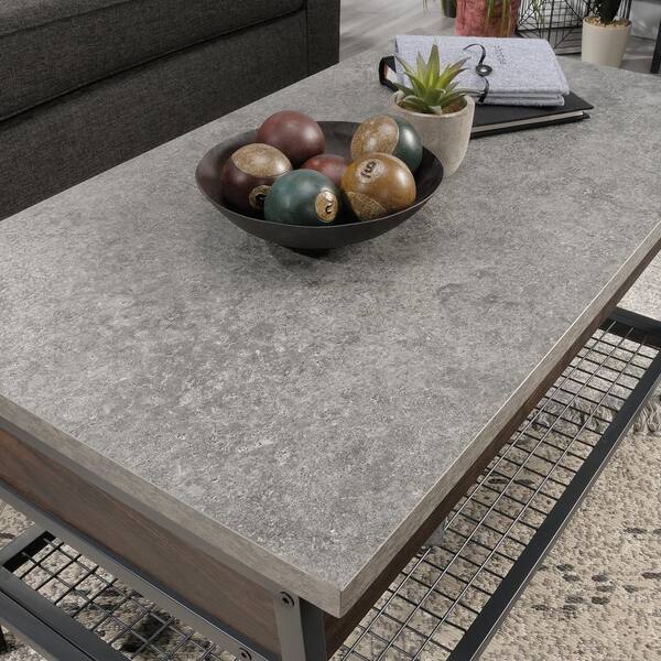 Sauder Market Commons 35 In Rich Walnut Gray Medium Rectangle Composite Coffee Table With Lift Top 425768 The Home Depot