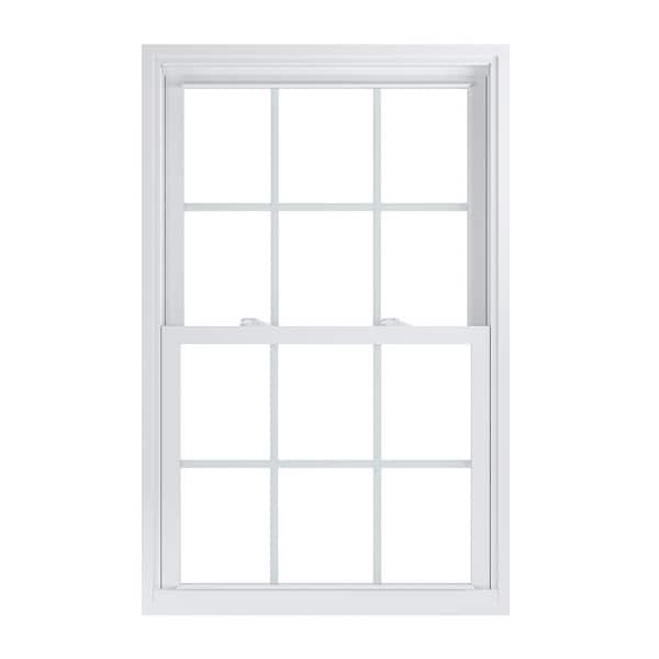 American Craftsman 31.75 in. x 49.25 in. 70 Pro Series Low-E Argon Glass Double Hung White Vinyl Replacement Window with Grids, Screen Incl