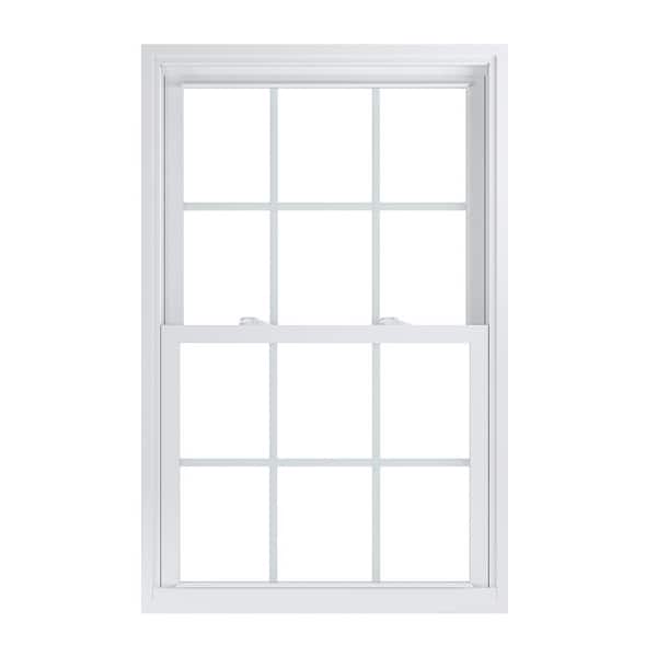 American Craftsman 31.75 in. x 49.25 in. 70 Pro Series White Double Hung Low-E2 Argon PS Glass Vinyl Repl Window with Grids, Screen Incl