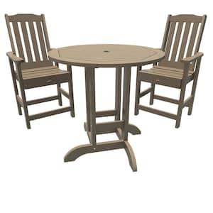 Lehigh Woodland Brown Counter Height Plastic Outdoor Dining Set in Woodland Brown (Set of 2)