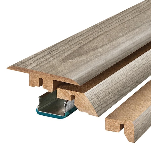 PERFORMANCE ACCESSORIES Dalen Grey 0.75 in. T x 2.37 in. W x 78.7 in. L Textured Wood Look Laminate Moulding/Trim 4 in 1 Molding