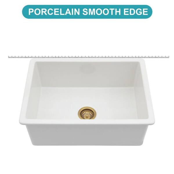 Qidian 27 in. Undermount Single Bowl White Ceramic Kitchen Sink