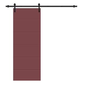 Modern Classic 36 in. x 96 in. Maroon Stained Composite MDF Paneled Sliding Barn Door with Hardware Kit