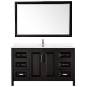 Daria 60 in.W x 22 in.D Single Vanity in Dark Espresso w/Cultured Marble Vanity Top in Light-Vein Carrara w/Basin&Mirror