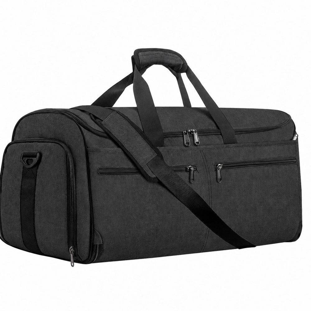 Midnight Grey Carry on Garment Bag, Convertible Travel Duffel Suit with Shoe Compartment, Detachable Shoulder Strap