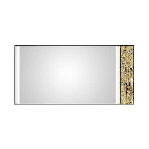 72 in. W x 36 in. H Rectangular Framed Anti-Fog Backlit Wall Bathroom Vanity Mirror W/Natural Stone Decoration in Black