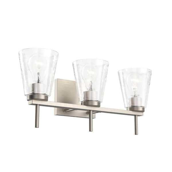 KICHLER Renslow 21 in. 3-Light Brushed Nickel Bathroom Vanity Light Display