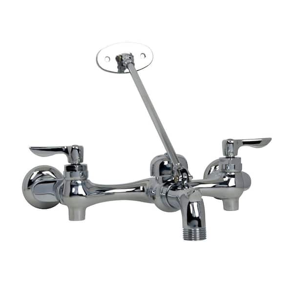 American Standard Exposed Yoke Wall Mount 2-Handle Utility Faucet in Polished Chrome with Offset Shanks and Adjustable Rough-In