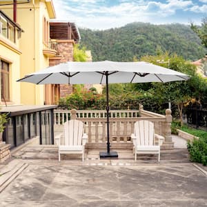 Bali Outdoor Double Sided 15 ft. x 9 ft. Rectangular Twin Market Patio Umbrella with Crank in White