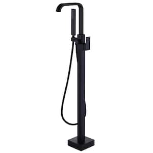 2-Handle Claw Foot Free StandingTub Faucet with Hand Shower in Black