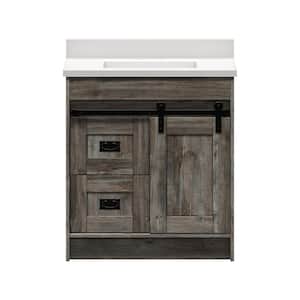 Barnstable 30 in. W x 22 in. D Vanity in Driftwood Gray with Cultured Marble Vanity Top in Solid White with White Basin
