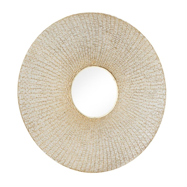 36 in. x 36 in. Round Framed Gold Starburst Wall Mirror
