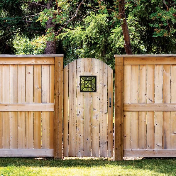NUVO IRON EZ Install 8-Standard Fence Board Arched Pro Gate Frame with One 15 in. x 15 in. Square Diamond Insert