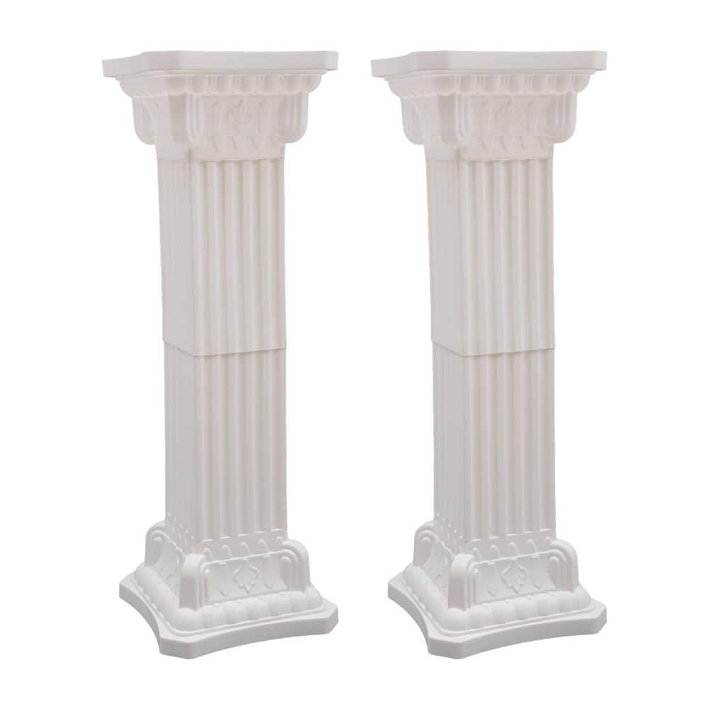 Tall White Plastic Roman Pillar Set for Wedding Decor
