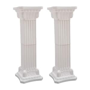 35.43 in. H White Wedding Roman Pillar Stage Party Events Flower Decorative Column 2-pack