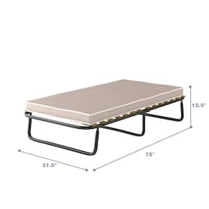 Metal Guest Sleeper Folding Bed with Memory Foam Mattress in Black Made in Italy