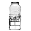 Aoibox 3.78L 1 gal. 2-Jar Glass Food Grade Beverage Dispenser with Black Metal Stand, Leak Free Spigot