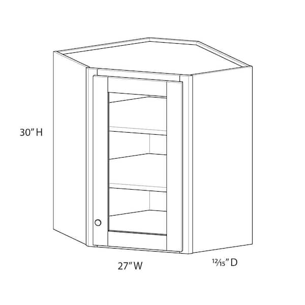 Unbranded Norfolk Shaker 27 in.Wx 30 in.Hx 15 in.D in Painted White Ply Assembled Glass Door Corner Diagonal w/ Finished Interior