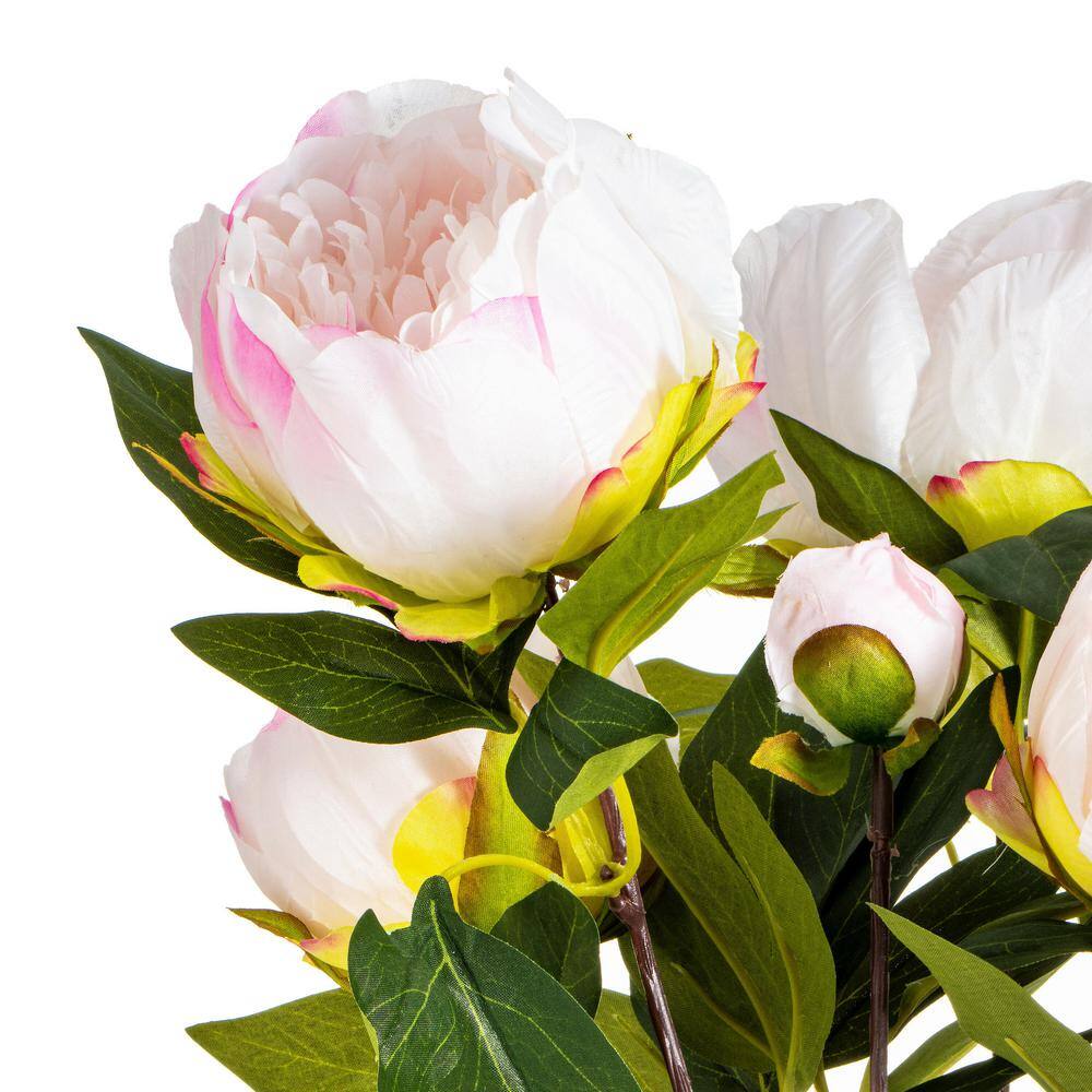 23" Cream and Pink Artificial Peony Flower Arrangement