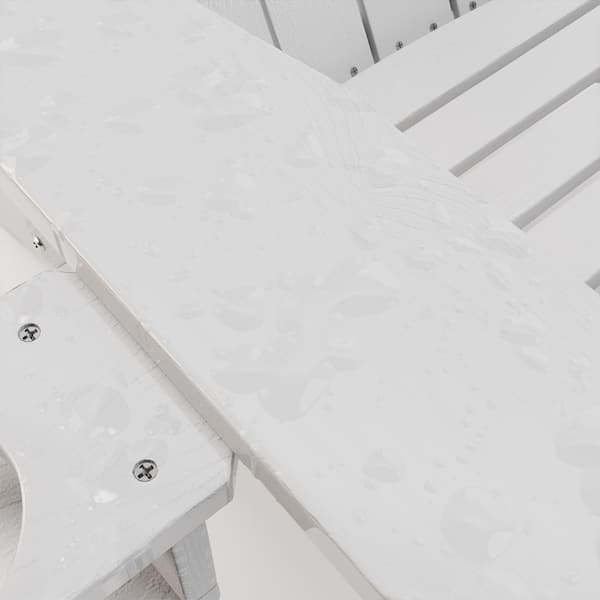 White Folding Adirondack Chair Weather Resistant Plastic Fire Pit Chairs (Set of 4)