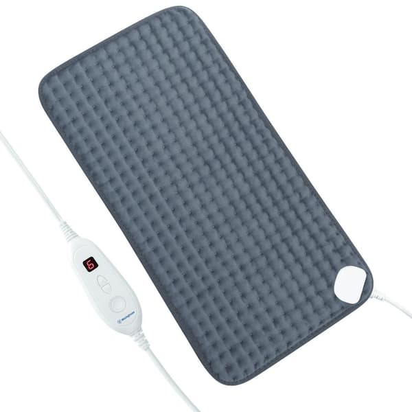 Amucolo 12 in. x 24 in. Grey Electric Heating Pad with Control