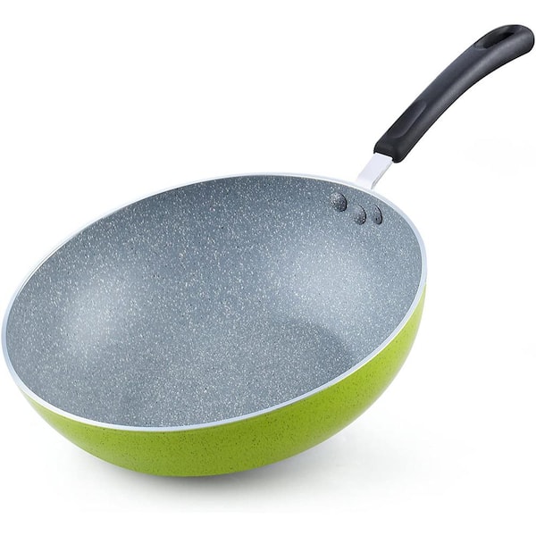 Cook N Home 11-inch/28cm Aluminum Nonstick Marble coating Deep Saute Stir Fry  Pan Wok with Lid 02705 - The Home Depot