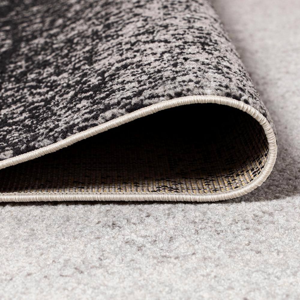 Gray and Cream Abstract Reversible 4' x 6' Synthetic Rug