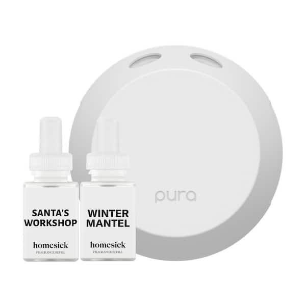 Homesick Smart Home Fragrance Diffuser Set - Includes Winter Mantel and Santa's Workshop Scent Refills