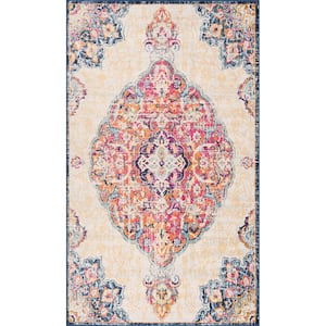 Savannah Cream 3 ft. 9 in. x 5 ft. 6 in. Traditional Area Rug