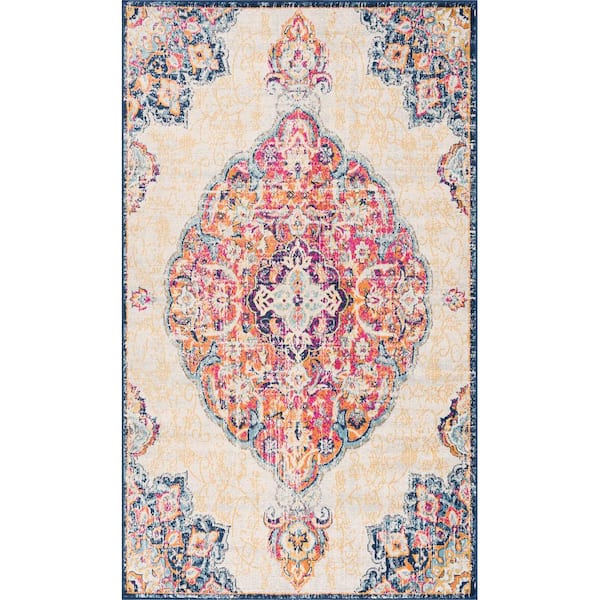 Rug Branch Savannah Cream 3 ft. 9 in. x 5 ft. 6 in. Traditional Area Rug