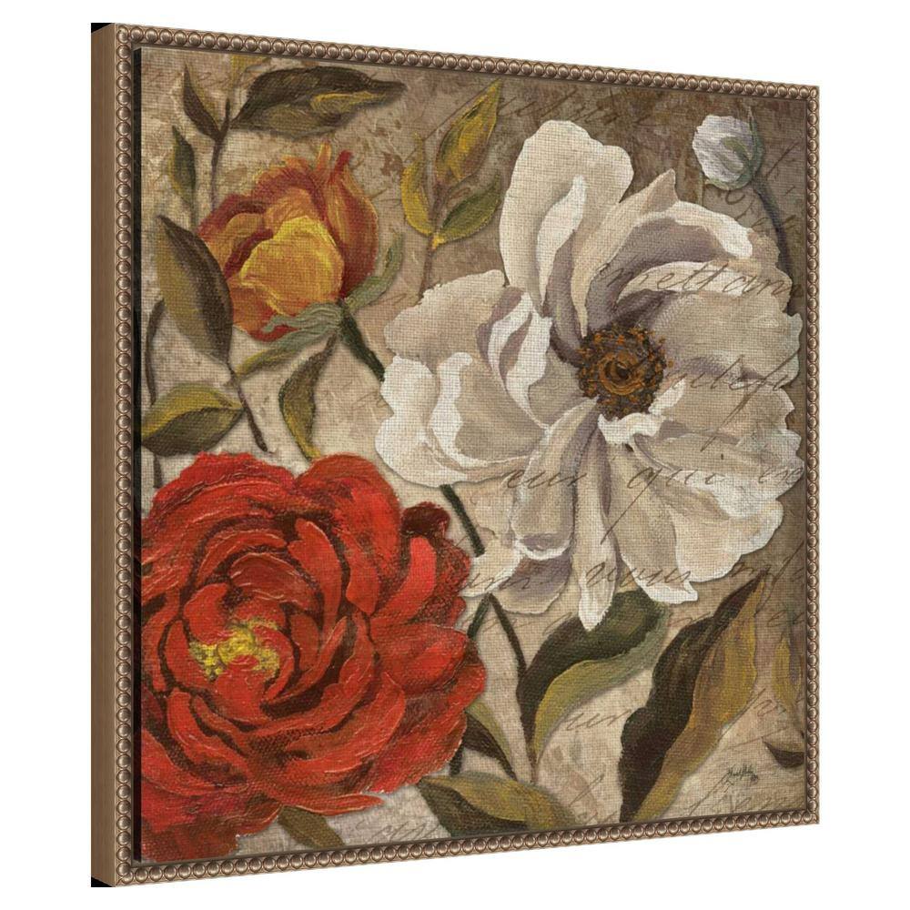Classic Floral Beaded Framed Canvas Wall Art