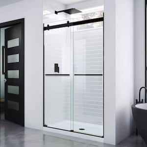 Coastal Shower Doors Illusion 42 in. to 43.25 in. x 70 in. Semi-Frameless Shower  Door with Inline Panel in Brushed Nickel and Clear Glass HL42IL.70N-C - The  Home Depot