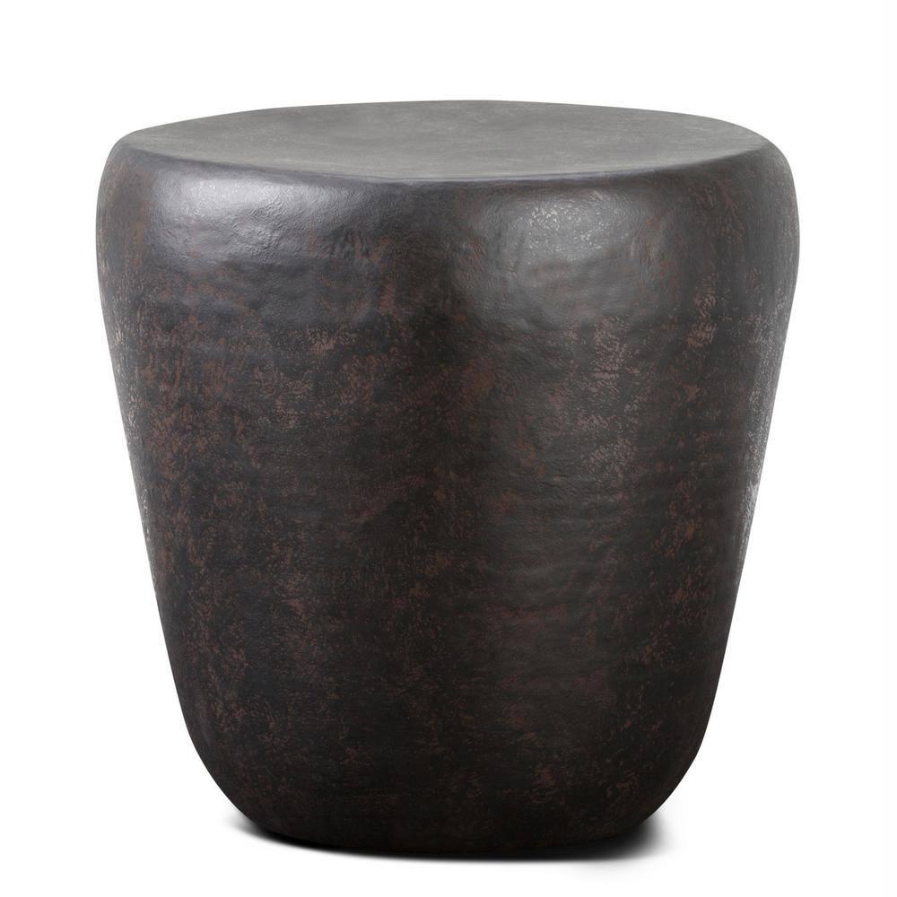 Rustic Bronze 20" Industrial Drum Accent Side Table