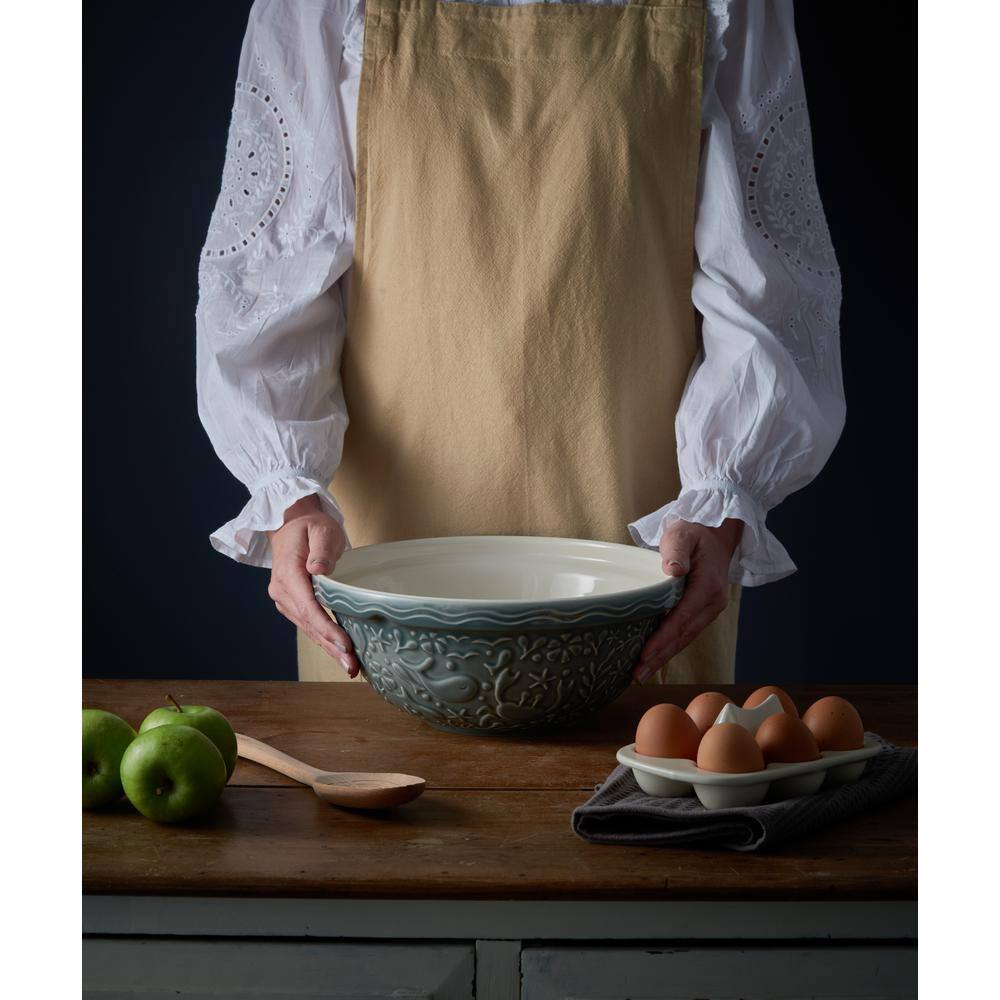 Nautical Gray Ceramic Mixing Bowl with Embossed Design