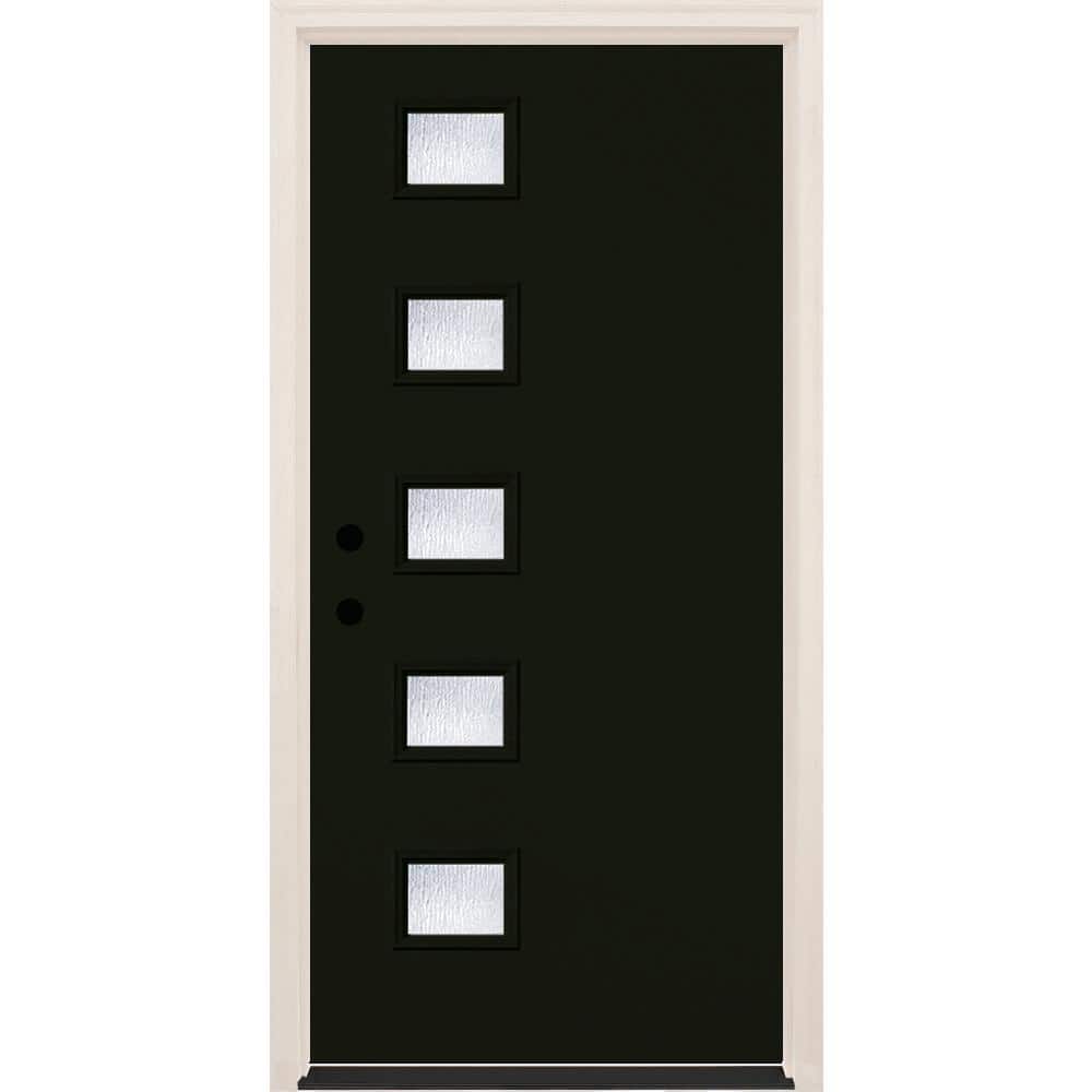 36 in. x 80 in. Right-Hand/Inswing 5-Lite Rain Glass Onyx Painted Fiberglass Prehung Front Door w/6-9/16 in. Frame price history on PriceWatchPro