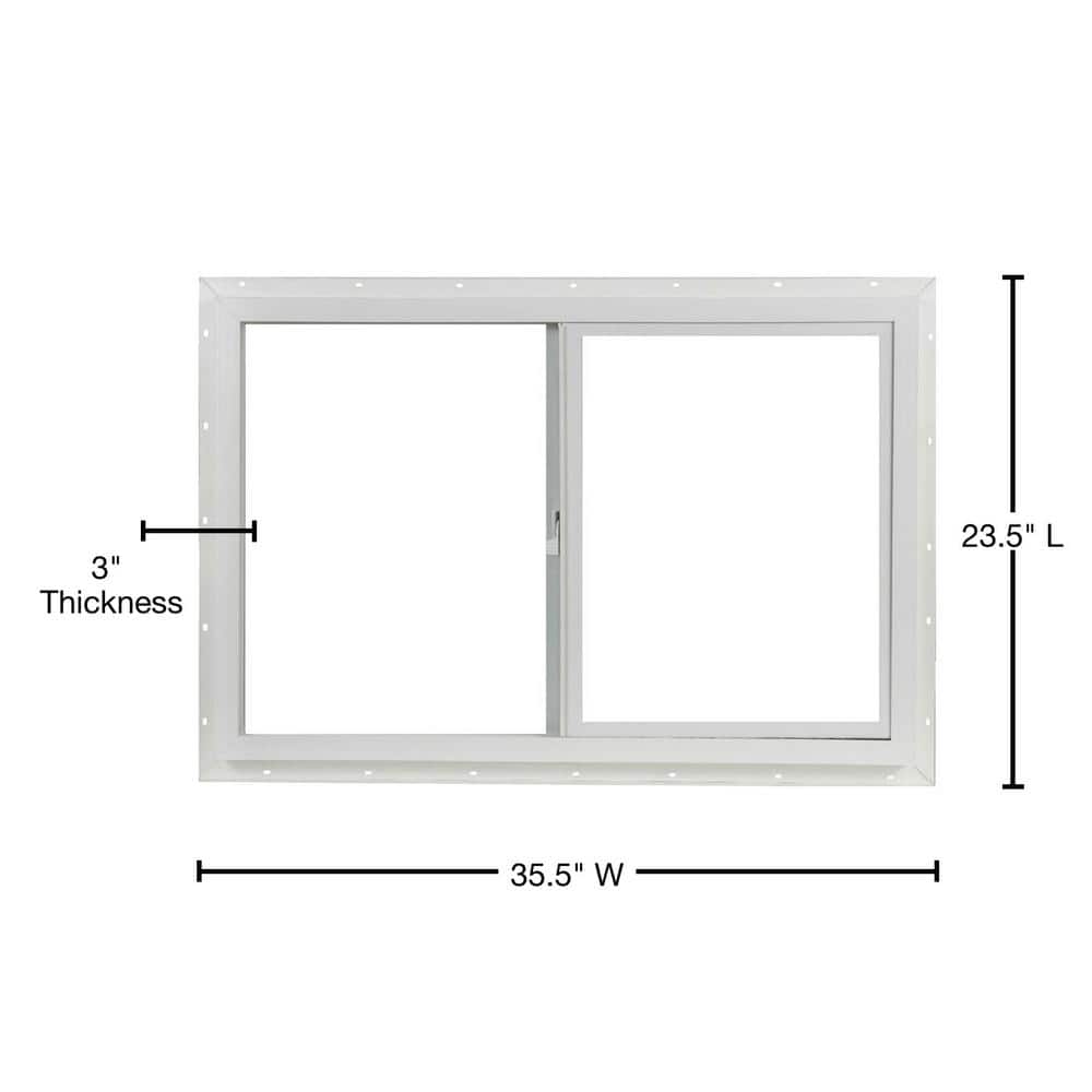 35.5 in. x 23.5 in. Utility Left-Hand Single Slider Vinyl Window Single Glass and Screen - White