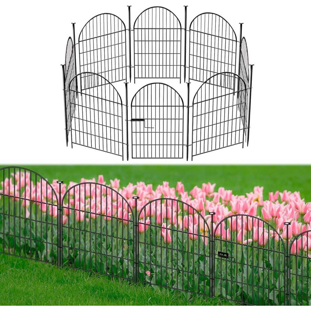 36 in. Tall Metal Outdoo Decorative Garden Fence-Animal Barrier Fence with 