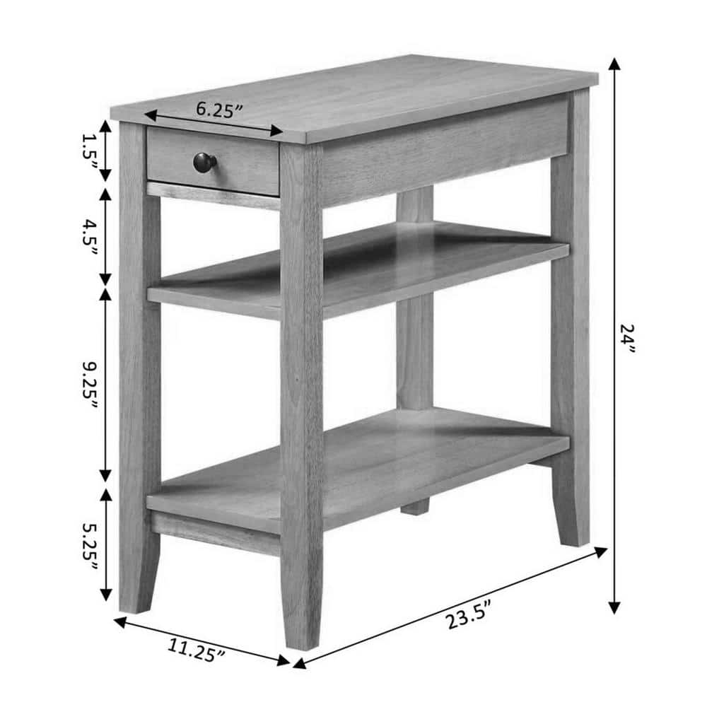 Natural Wood 24" Rectangular End Table with Storage
