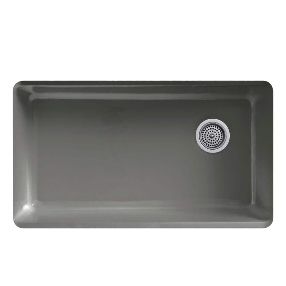 Thunder Grey Cast Iron Drop-In Single Bowl Kitchen Sink