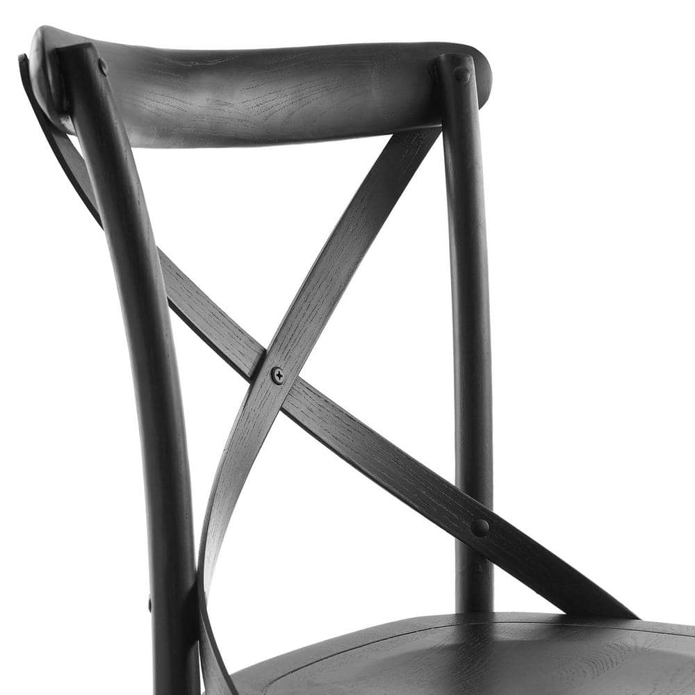 Elm Wood Black X-Brace Dining Side Chair