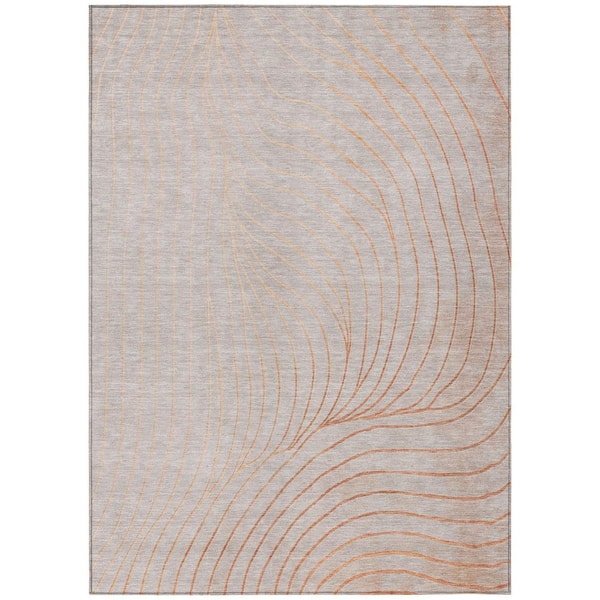 Chantille Machine Washable Indoor/Outdoor Abstract ACN2107 Copper 8 ft. x 10 ft. Area Rug