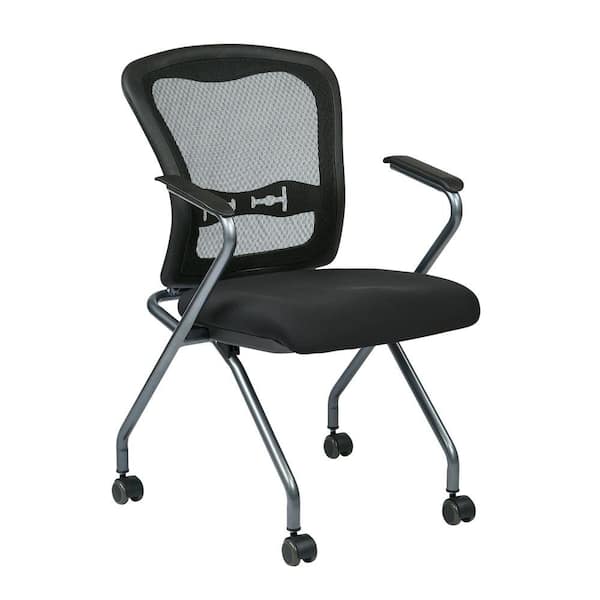 Photo 1 of 24 in. Width Big and Tall Coal Fabric Guest Office Chair (Set of 2)