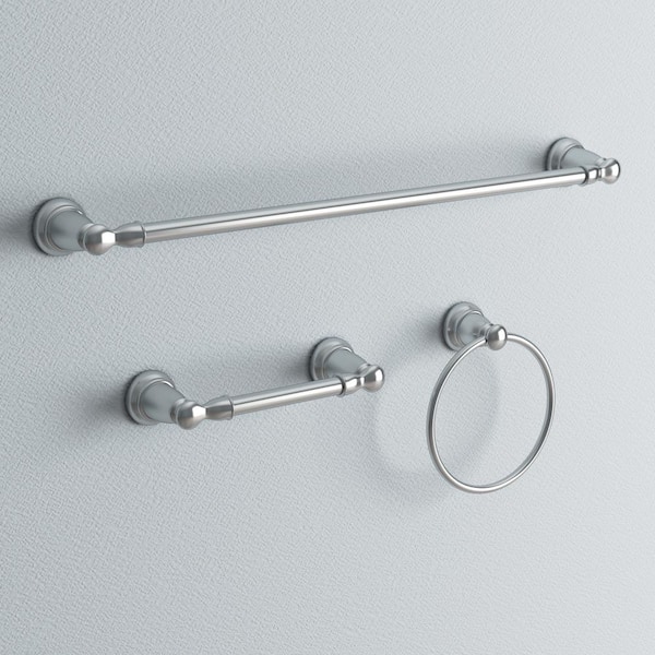 Banbury 3-Piece Bath Hardware Set with 24 in. Towel Bar, Paper Holder, and Towel Ring in Chrome