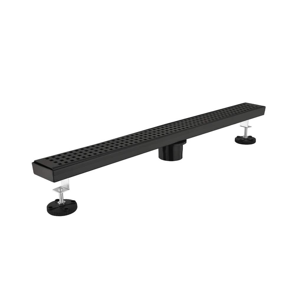 Ami 28 in. Linear Shower Drain With Grid Design Square Pattern Drain Cover In Matte Black price history on PriceWatchPro