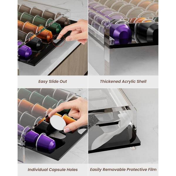 Lynzavix Black Acrylic Coffee Pod Organizer Drawer with Thickened