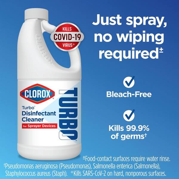 Clorox Turbo 64 Oz Bleach Free Disinfectant Cleaner For Sprayer Devices The Home Depot