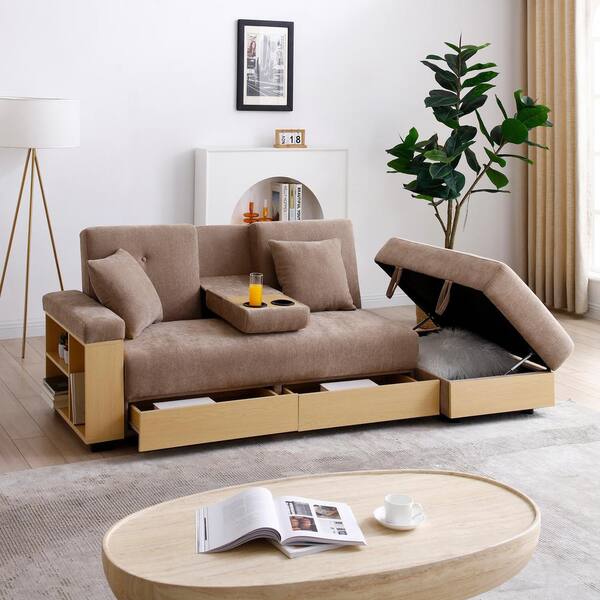 【メーカー直売】 Light Brown Wood Outdoor Sofa Couch with Cushions,Ottoman その他