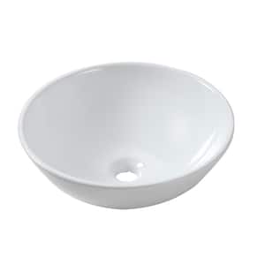 Round Ceramic Bathroom Vessel Sink in White