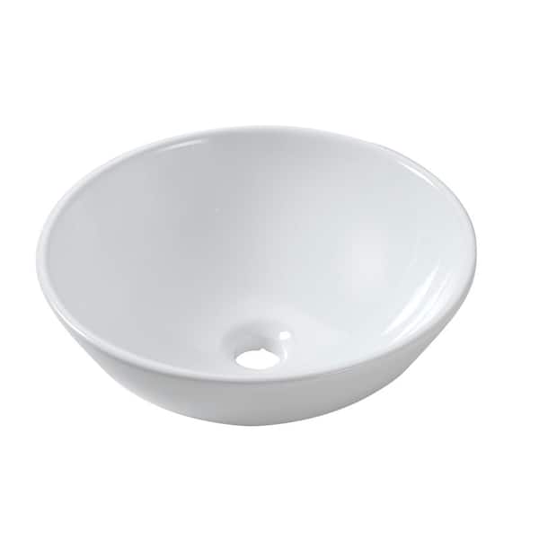 matrix decor Round Ceramic Bathroom Vessel Sink in White