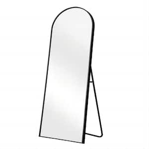 23 in. W x 65 in. H Arched Aluminum Framed Wall Bathroom Vanity Mirror in Black